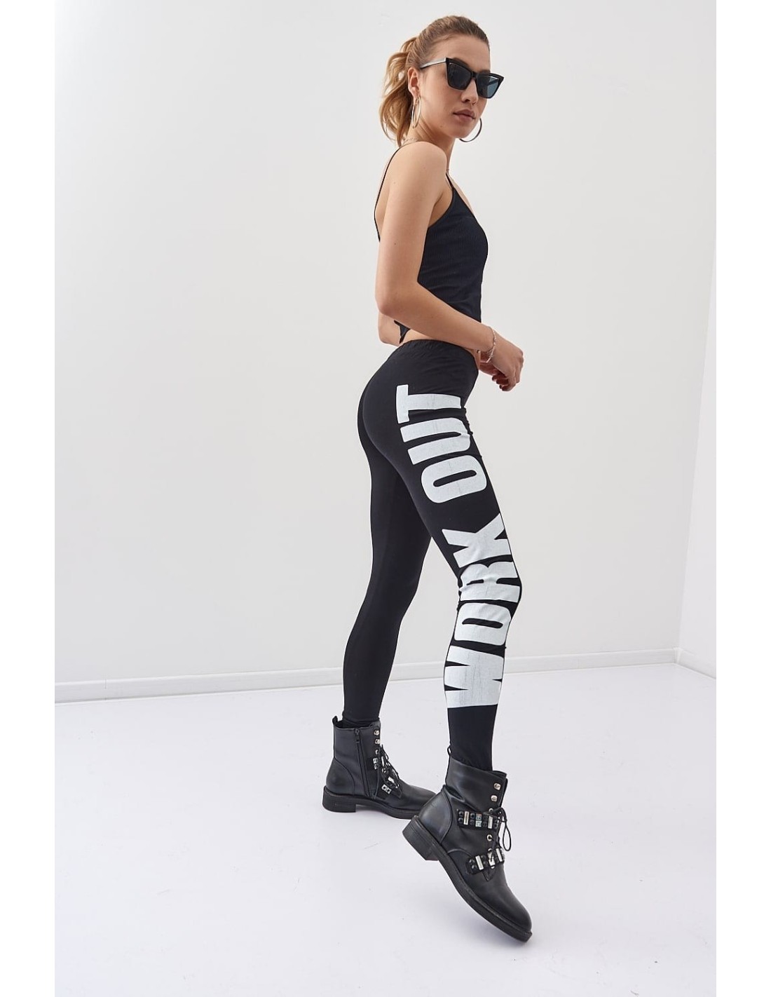 Bequeme Leggings mit Aufschrift, schwarz 9724 - Online-Shop - Boutique